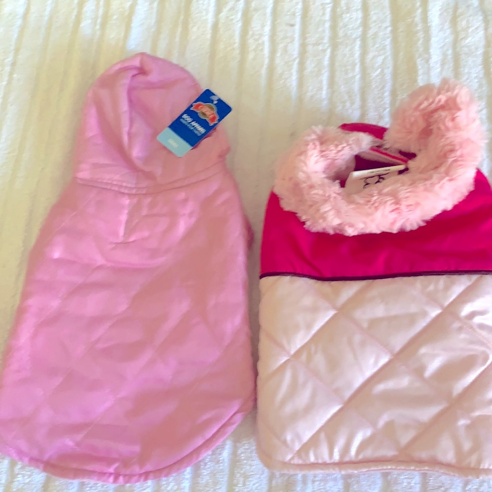 NEW 2 pink raincoats/ jackets for small dog